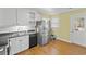 Kitchen features stainless steel appliances and white cabinets at 408 S 16Th Ave. S, Myrtle Beach, SC 29577