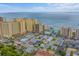 Aerial view of beachfront properties and surrounding neighborhood at 501 S Ocean Blvd. # 708, North Myrtle Beach, SC 29582