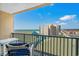 Balcony view overlooking ocean and beachfront building at 501 S Ocean Blvd. # 708, North Myrtle Beach, SC 29582