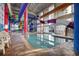 Indoor pool with multiple water slides and seating area at 5200 N Ocean Blvd. # 1154, Myrtle Beach, SC 29577