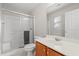 Clean bathroom with shower/tub combo and wood vanity at 2209 Beauclair Ct., Myrtle Beach, SC 29579