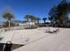 Bright outdoor tennis court with palm trees and a bench, perfect for a relaxing game in a beautiful setting at 242 Sun Colony Blvd. # 303, Longs, SC 29568