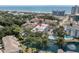 Aerial view showing building location, pool, and pond at 401 N Hillside Dr. # 3C, North Myrtle Beach, SC 29582