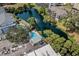 Aerial view of the community pool and pond at 401 N Hillside Dr. # 3C, North Myrtle Beach, SC 29582