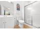 Clean bathroom with a shower, toilet and vanity at 4533 Girvan Dr. # D, Myrtle Beach, SC 29579