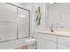 Clean bathroom with a shower/tub combo, vanity, and decorative wall art at 4533 Girvan Dr. # D, Myrtle Beach, SC 29579