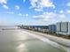 Aerial view of beachfront property with ocean, beach, and high-rise buildings at 504 N Ocean Blvd. # 1511, Myrtle Beach, SC 29577