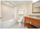 Clean bathroom with granite countertop, bathtub, and essential ammenities at 2504 N Ocean Blvd. # 832, Myrtle Beach, SC 29577