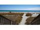Scenic beach access featuring wooden stairs leading to a sandy beach, complete with dune vegetation at 2504 N Ocean Blvd. # 832, Myrtle Beach, SC 29577