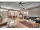 Open concept living area with hardwood floors and views to kitchen and dining areas at 4280 Doral Pl., Myrtle Beach, SC 29579