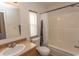 Clean bathroom featuring a tub shower combo and updated vanity at 567 Woodholme Dr., Conway, SC 29526