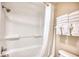 Bathroom with shower/tub combo and plenty of storage at 1200 N Ocean Blvd. # 910, Myrtle Beach, SC 29577