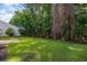 Spacious backyard with grassy area, trees, and deck at 1247 Brighton Ave., Myrtle Beach, SC 29588