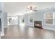 Living room with hardwood floors, fireplace, and access to backyard at 1247 Brighton Ave., Myrtle Beach, SC 29588