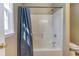 Clean bathroom with shower/tub combo and gray curtain at 1302 Richmond Dr., Georgetown, SC 29440