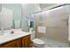 Clean bathroom with a single sink and a shower at 1408 Sedgefield Dr., Murrells Inlet, SC 29576