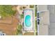 Overhead view of kidney-shaped community pool at 1881 Colony Dr. # 7D, Surfside Beach, SC 29575