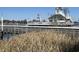 Picturesque pier with white railings and a charming waterfront building at 35 Dornoch Dr., Pawleys Island, SC 29585