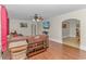 Spacious living room with hardwood floors and a view into the dining area at 3703 Green Sea Rd., Green Sea, SC 29545