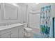 Bathroom with tub and shower, double vanity, and updated decor at 4850 Meadowsweet Dr. # 1711, Myrtle Beach, SC 29579