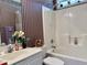 Clean bathroom with shower/tub combo and updated vanity at 635 Bucks Trail, Longs, SC 29568