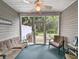 Screened sunroom with comfy seating and backyard access at 663 Pinehurst Dr. # 93C, Pawleys Island, SC 29585