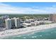 Aerial view of oceanfront resort, high-rise buildings, and beach at 9560 Shore Dr. # 3A, Myrtle Beach, SC 29572