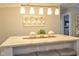 Kitchen island with a marble countertop and decorative centerpiece at 1005 S Marlin Circle, Murrells Inlet, SC 29576