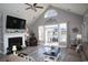 Vaulted ceiling living room with fireplace and water view at 1055 University Forest Dr., Conway, SC 29526