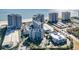 Aerial view of oceanfront resort, multiple buildings, parking and landscaping at 161 Seawatch Dr. # 610, Myrtle Beach, SC 29572