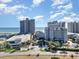 Aerial view of oceanfront resort, multiple buildings, parking and landscaping at 161 Seawatch Dr. # 610, Myrtle Beach, SC 29572