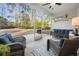 Relaxing screened porch with seating area at 34 Pipedown Way, Pawleys Island, SC 29585