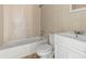 Clean bathroom with a white vanity, toilet, and bathtub at 45 Steve Carmichael Rd., Hemingway, SC 29554