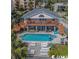 Aerial view of a two-story house with a pool and deck at 4501 S Ocean Blvd., North Myrtle Beach, SC 29582