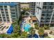 Aerial view of resort pool and surrounding buildings at 5308 N Ocean Blvd. # 601, Myrtle Beach, SC 29577