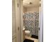 Clean bathroom with shower/tub and patterned curtain at 557 White River Dr. # 12A, Myrtle Beach, SC 29579