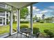 Screened porch with table and chairs overlooking pond at 557 White River Dr. # 12A, Myrtle Beach, SC 29579