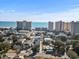 Aerial view of beachfront homes and high-rise buildings at 703 3Rd Ave. S, North Myrtle Beach, SC 29582