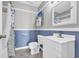 Clean bathroom with white vanity and blue-gray walls at 789 University Forest Circle, Conway, SC 29526