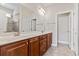 Double vanity bathroom with modern wood cabinets at 912 Lorenzo Dr., North Myrtle Beach, SC 29582