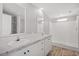 Bathroom featuring a double vanity, framed mirrors, and a walk-in shower at 122 Willie Mays Pl., Aynor, SC 29511