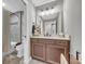 Modern bathroom with a vanity, toilet and shower/tub combo at 2560 Ellerbe Circle, Myrtle Beach, SC 29588