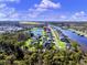 Aerial view of a house by the river in a quiet neighborhood at 304 Spartina Ct., North Myrtle Beach, SC 29582