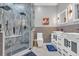 Modern bathroom with double vanity and a large shower at 4375 Winged Foot Ct., Myrtle Beach, SC 29579