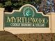 Myrtlewood Golf Resort & Villas entrance sign at 4886 Luster Leaf Circle # 404, Myrtle Beach, SC 29577