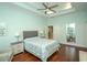 Main bedroom with hardwood floors and ceiling fan at 5808 Bridlewood Rd., North Myrtle Beach, SC 29582