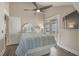 Bedroom with ocean view and a ceiling fan at 6001 - E8 S Kings Hwy., Myrtle Beach, SC 29575