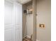 Well lit, storage closet features a high shelf, hanging space and room for a washer and dryer at 1100 Possum Trot Rd. # H234, North Myrtle Beach, SC 29582