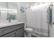 Clean and modern bathroom with single vanity and shower/tub combo at 1204 Passante Ave., Myrtle Beach, SC 29572