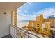 Balcony view of the beach and the beautiful ocean water on a sunny day with clear skies at 1207 S Ocean Blvd. # 50707, Myrtle Beach, SC 29577
